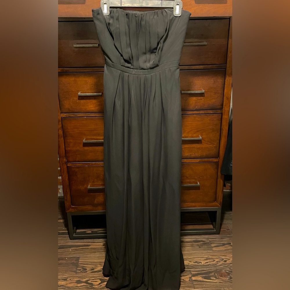Black floor length strapless dress, size 6